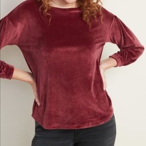Old Navy Relaxed Pleated-Sleeve Velour Top for Women